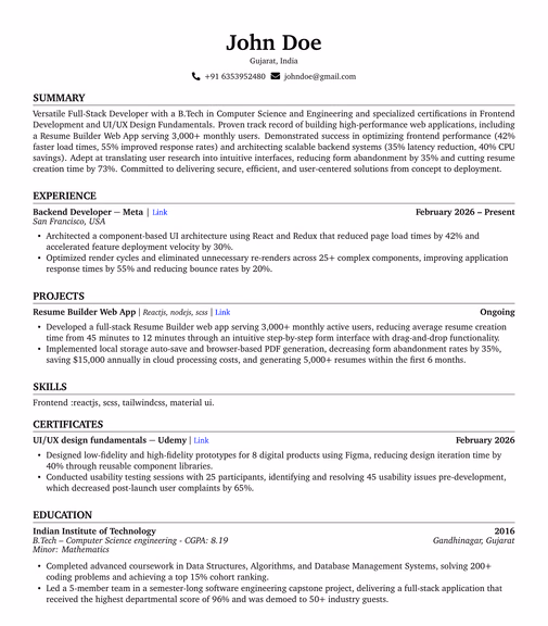 Modern resume template preview